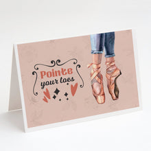 Load image into Gallery viewer, Pointe your Toes Dance Greeting Cards -  Blank Note Cards – 8-Pack of Artist-Designed Cards with Envelopes
