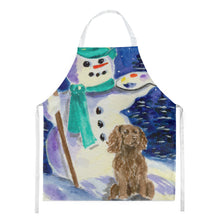 Load image into Gallery viewer, Artist Snowman with Boykin Spaniel Apron – Artist-Designed Kitchen, BBQ &amp; Craft Apron