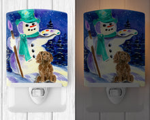 Load image into Gallery viewer, Artist Snowman with Boykin Spaniel Ceramic Night Light SS1001CNL