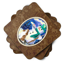 Load image into Gallery viewer, Artist Snowman with Springer Spaniel Coasters - Set of 4 Lightweight Foam, Absorbent Drink Coasters