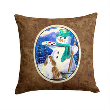 Load image into Gallery viewer, Artist Snowman with Springer Spaniel Throw Pillow - 14x14 Decorative Pillow – Art for Your Home &amp; Patio