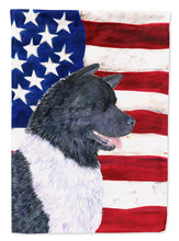 Load image into Gallery viewer, USA American Flag with Akita Flag Canvas House Size