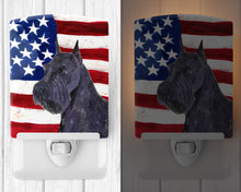 Load image into Gallery viewer, USA American Flag with Schnauzer Ceramic Night Light SS4007CNL
