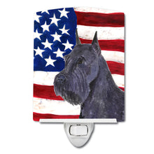 Load image into Gallery viewer, USA American Flag with Schnauzer Ceramic Night Light SS4007CNL