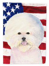 Load image into Gallery viewer, USA American Flag with Bichon Frise Flag Canvas House Size