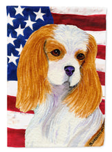Load image into Gallery viewer, USA American Flag with Cavalier Spaniel Flag Canvas House Size