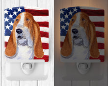 Load image into Gallery viewer, USA American Flag with Basset Hound Ceramic Night Light SS4013CNL