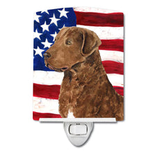 Load image into Gallery viewer, USA American Flag with Curly Coated Retriever Ceramic Night Light SS4016CNL