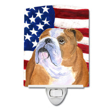 Load image into Gallery viewer, USA American Flag with Bulldog English Ceramic Night Light SS4017CNL