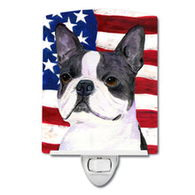 Load image into Gallery viewer, USA American Flag with Boston Terrier Ceramic Night Light SS4021CNL