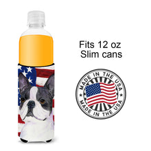Load image into Gallery viewer, USA American Flag with Boston Terrier Slim Can Hugger – Fun &amp; Functional Drink Coolers SS4021MUK