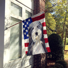 Load image into Gallery viewer, USA American Flag with Bearded Collie Flag Canvas House Size