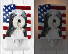Load image into Gallery viewer, USA American Flag with Bearded Collie Ceramic Night Light SS4024CNL