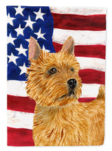 Load image into Gallery viewer, USA American Flag with Norwich Terrier Flag Canvas House Size