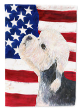 Load image into Gallery viewer, USA American Flag with Dandie Dinmont Terrier Flag Canvas House Size