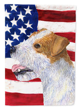 Load image into Gallery viewer, USA American Flag with Jack Russell Terrier Flag Canvas House Size