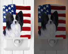 Load image into Gallery viewer, USA American Flag with Papillon Ceramic Night Light SS4032CNL