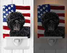 Load image into Gallery viewer, USA American Flag with Affenpinscher Ceramic Night Light SS4038CNL