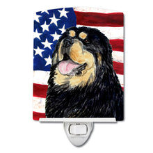 Load image into Gallery viewer, USA American Flag with Tibetan Mastiff Ceramic Night Light SS4039CNL