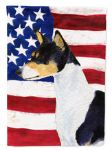 Load image into Gallery viewer, USA American Flag with Basenji Flag Canvas House Size