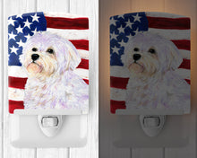 Load image into Gallery viewer, USA American Flag with Maltese Ceramic Night Light SS4043CNL