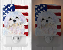 Load image into Gallery viewer, USA American Flag with Maltese Ceramic Night Light SS4044CNL