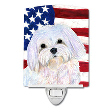 Load image into Gallery viewer, USA American Flag with Maltese Ceramic Night Light SS4044CNL