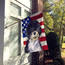 Load image into Gallery viewer, USA American Flag with Portuguese Water Dog Flag Canvas House Size