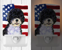 Load image into Gallery viewer, USA American Flag with Portuguese Water Dog Ceramic Night Light SS4053CNL