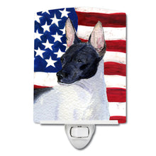 Load image into Gallery viewer, USA American Flag with Rat Terrier Ceramic Night Light SS4054CNL