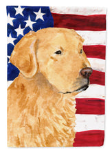 Load image into Gallery viewer, USA American Flag with Golden Retriever Flag Canvas House Size