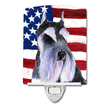 Load image into Gallery viewer, USA American Flag with Schnauzer Ceramic Night Light SS4056CNL