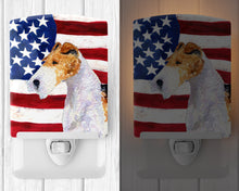 Load image into Gallery viewer, USA American Flag with Fox Terrier Ceramic Night Light SS4057CNL