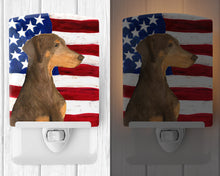 Load image into Gallery viewer, USA American Flag with Doberman Ceramic Night Light SS4058CNL
