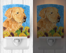Load image into Gallery viewer, Golden Retriever in Summer Flowers Ceramic Night Light SS4109CNL