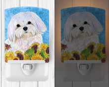 Load image into Gallery viewer, Maltese in Summer Flowers Ceramic Night Light SS4115CNL