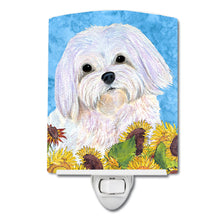 Load image into Gallery viewer, Maltese in Summer Flowers Ceramic Night Light SS4115CNL