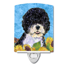 Load image into Gallery viewer, Portuguese Water Dog in Summer Flowers Ceramic Night Light SS4124CNL