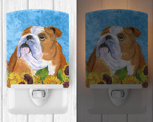 Load image into Gallery viewer, Bulldog English in Summer Flowers Ceramic Night Light SS4125CNL