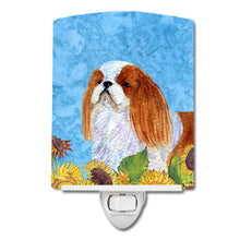 Load image into Gallery viewer, English Toy Spaniel in Summer Flowers Ceramic Night Light SS4140CNL