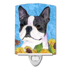 Load image into Gallery viewer, Boston Terrier in Summer Flowers Ceramic Night Light SS4149CNL