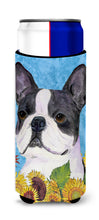 Load image into Gallery viewer, Boston Terrier in Summer Flowers Slim Can Hugger – Fun &amp; Functional Drink Coolers SS4149MUK