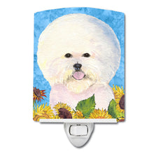 Load image into Gallery viewer, Bichon Frise in Summer Flowers Ceramic Night Light SS4160CNL
