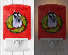 Load image into Gallery viewer, Schnauzer Cristmas Wreath Ceramic Night Light SS4167CNL