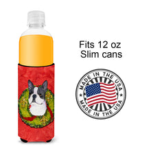 Load image into Gallery viewer, Boston Terrier Cristmas Wreath Slim Can Hugger – Fun &amp; Functional Drink Coolers SS4203MUK