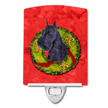 Load image into Gallery viewer, Schnauzer Cristmas Wreath Ceramic Night Light SS4210CNL