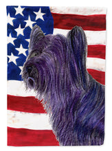 Load image into Gallery viewer, USA American Flag with Skye Terrier Flag Canvas House Size