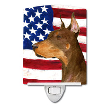 Load image into Gallery viewer, USA American Flag with Doberman Ceramic Night Light SS4224CNL