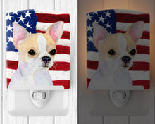 Load image into Gallery viewer, USA American Flag with Chihuahua Ceramic Night Light SS4230CNL