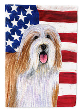 Load image into Gallery viewer, USA American Flag with Bearded Collie Flag Canvas House Size